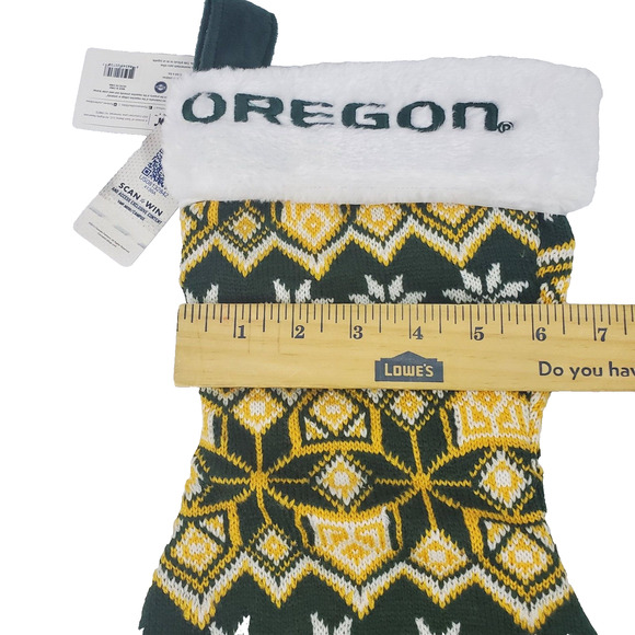 Forever Collectible Oregon Stocking Adults 15 Inch Green & Yellow Christmas New - Picture 5 of 8